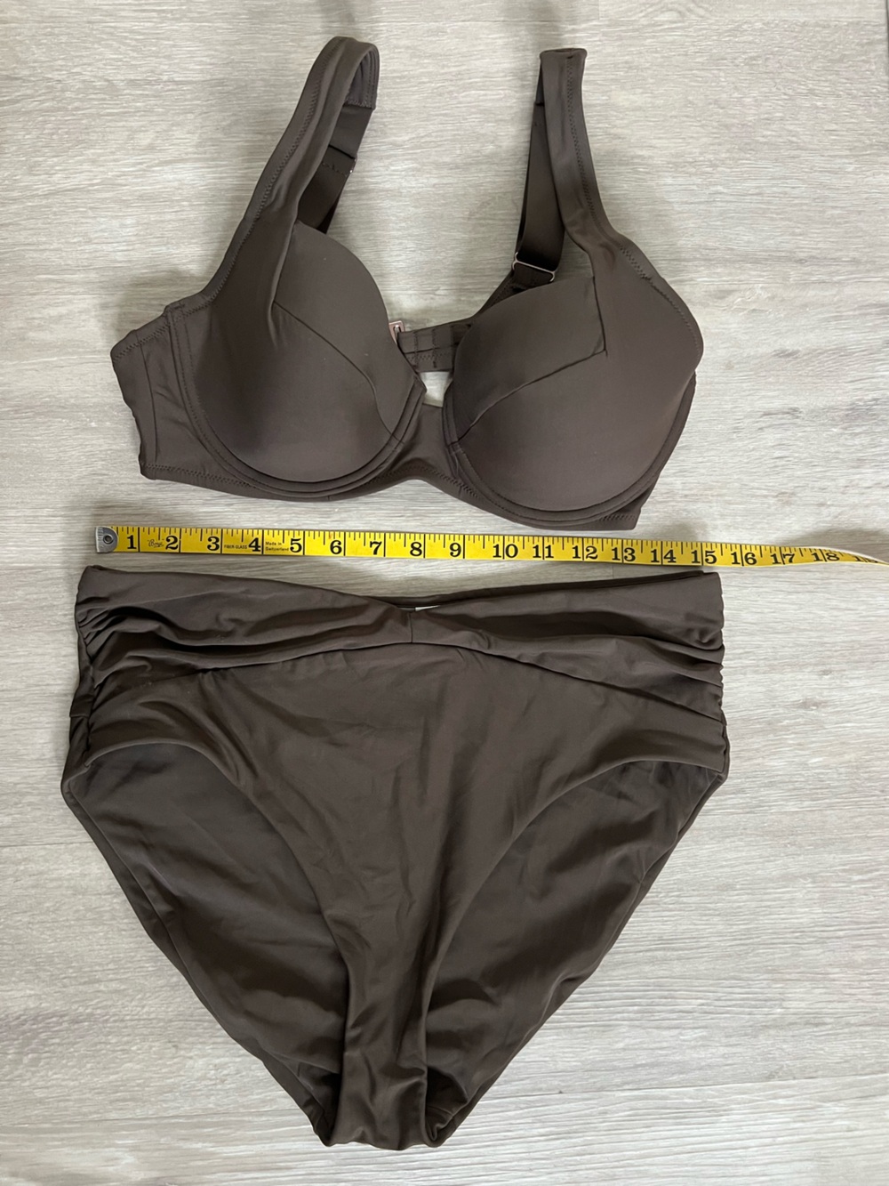 CALIA Swim Bikini 2 Piece Rich Brown 34D Underwire Top & High-Waist Bottom Lg - Picture 2 of 7